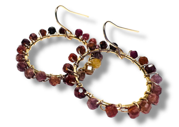Tourmaline Gemstone Hoop Earrings