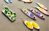 Pressed Flower Earrings/Real Flower Earrings/Resin Flower - Janine Design