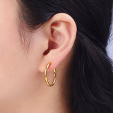 24K Gold Filled Hoop Earrings-Sleeper Earrings 15mm