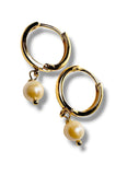 Real Pearl Hoops, Gold Filled Earrings