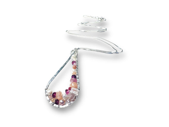 Teardrop Pendant, Wire wrapped Crystal Pendant - Janine Design
