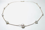 Pearl Floating Necklace, Wire Wrap Pearl Necklace - Janine Design