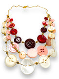 Button Necklace- Warm Tones - Janine Design