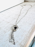 Garnet Tag Necklace, Silver Necklace, Gemstone Tag Necklace