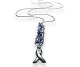 Purple Ribbon Bar Necklace, Purple CZ Necklace - Janine Design