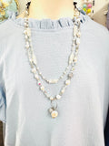 Moonstone and Pearl Double layered Necklace - Janine Design