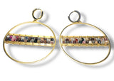 Gemstone Hoops, Brass Ring Hoops, Brass Earrings