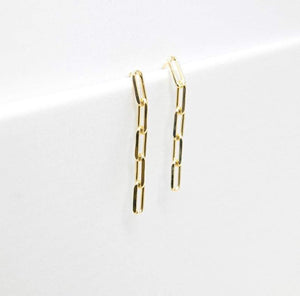 Paperclip Chain Drop Earrings - Janine Design