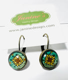 Sunflower Pattern Studs/Affordable Earrings, Gift Earrings, Pattern Studs - Janine Design