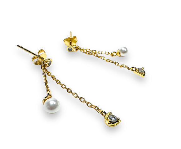 Gold Chain Earrings - Studs - Janine Design