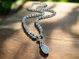 Beaded labradorite and Aquamarine Necklace