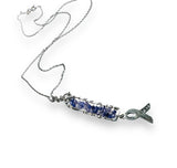Purple Ribbon Bar Necklace, Purple CZ Necklace - Janine Design