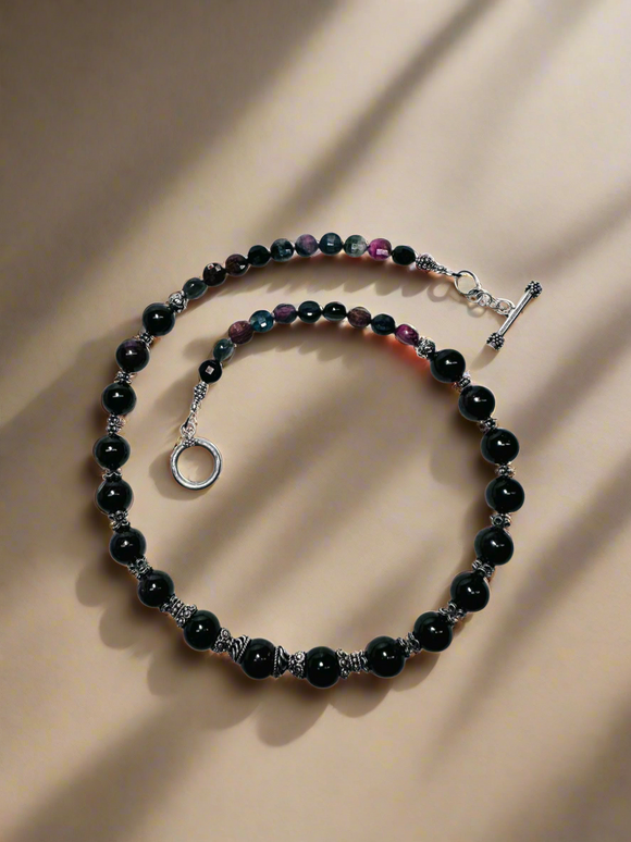 Garnet and Sterling Statement Necklace