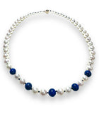 Lapis Lazuli and Frewshater Pearl Necklace - Janine Design