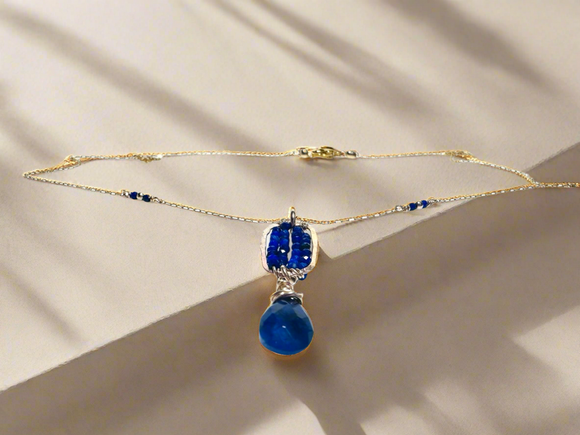 Lapis Necklace, Beaded Golden Necklace*