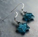 Kyanite Star Earrings ,Carved stones Star Earrings/Earrings, Celestial Star Earrings, Blue Star Earrings, Star Earrings
