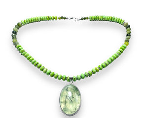 Prehnite green Gemstone Necklace - Janine Design