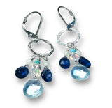 Gemstone Teardrop Silver Circle Earrings*