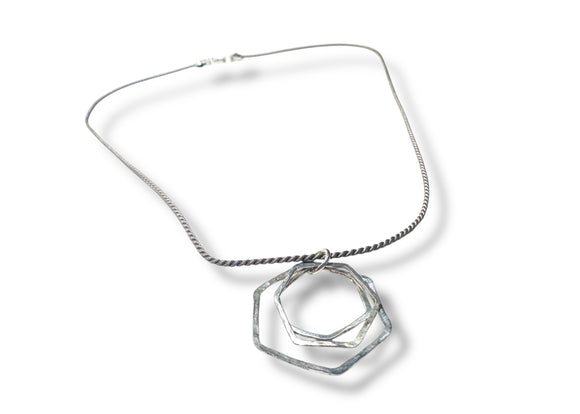 Freeform Silver and Silk Necklace