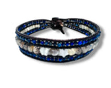 Gemstone Leather Bracelet, Leather Cuff Wrap Gemstone Bracelet-Power Bracelet