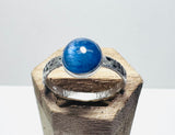 Kyanite Hammered Band Ring, Silver Band Ring