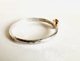Aquamarine Ring/ Sterling and 14k Gold Ring Size 7.5 - Janine Design