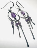 Amethyst Hoop Tassle Earrings - Janine Design
