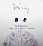 Birthstone Studs, Silver Studs, Genuine Gemstone Studs, birthday Gifts - Janine Design