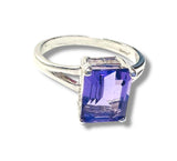 Amethyst Ring, Size 7.25 Sterling Ring, Stacking Ring - Janine Design