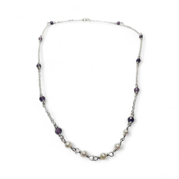 Pearl and Amethyst Necklace - Janine Design