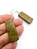 Arizona Wild Horse Jasper Earrings close up- brown and black flat stone rectangle earrings 