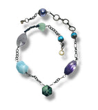 Asymmetrical Brass and Gemstone Bracelet - Janine Design