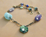 Asymmetrical Brass and Gemstone Necklace - Janine Design
