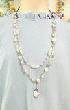 Moonstone and Pearl Double layered Necklace - Janine Design