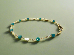 Indocholite Blue Tourmaline Gold Chain Bracelet* - Janine Design