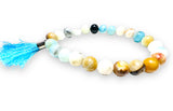 Gemstone Stretch Bracelet-Labradorite, agate, Calcite, Chalcedon - Janine Design