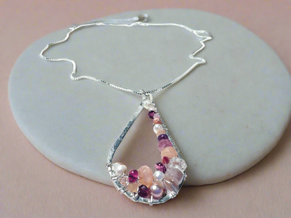 Teardrop Pendant, Wire wrapped Crystal Pendant