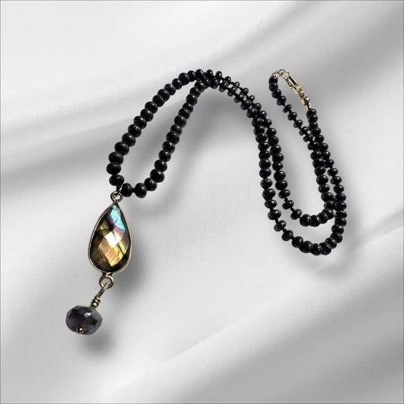 Beaded Pyrite and Labradorite Necklace