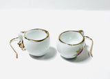 Cuppa Tea Earrings/ Tiny Porcelain Teacup Earrings - Janine Design