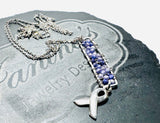 Purple Ribbon Bar Necklace, Purple CZ Necklace - Janine Design