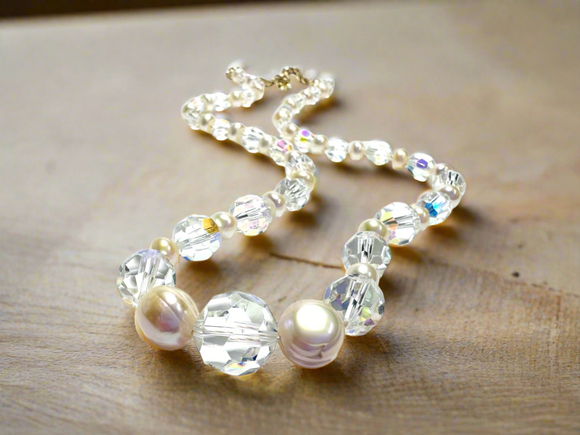 Crystal and Pearl Wedding Necklace