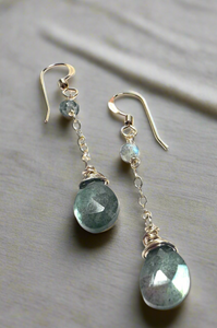 Chain Drop Earrings-labradorite Gemstone*