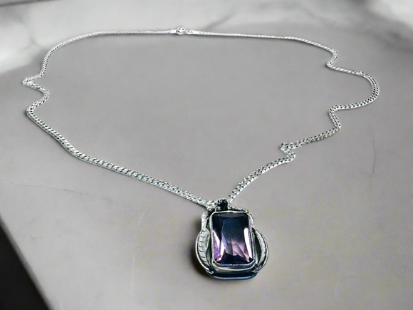 Amethyst Grapes and Leaves Wine Necklace