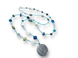 Long Gemstone and Myan Calendar Inspired Pendant