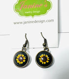 Sunflower Pattern Studs/Affordable Earrings, Gift Earrings, Pattern Studs - Janine Design