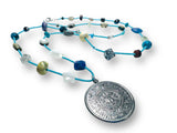 Long Gemstone and Myan Calendar Inspired Pendant