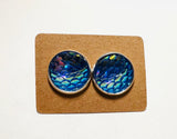 Mermaid Studs/Scale Resin Earrings/Mermaid Earrings - Janine Design