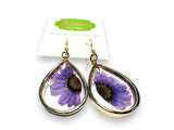 Pressed Flower Earrings/Real Flower Earrings/Resin Flower - Janine Design