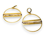 Brass Ring Gemstone Earrings/Pyrite Earrings/Hoops - Janine Design