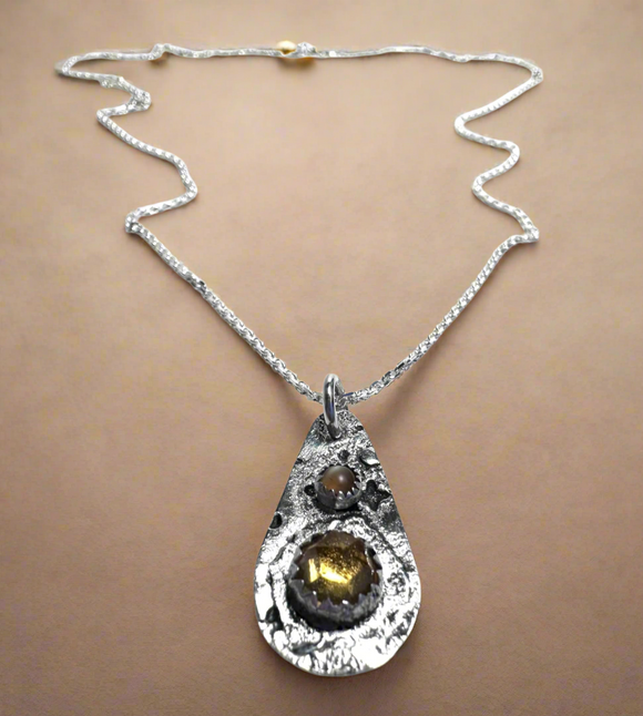 Citrine and Moonstone Tag Necklace*
